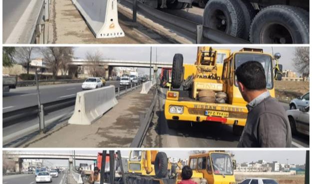 آغاز عملیات جایگزینی گاردریل های بزرگراه شهید هاشمی با حفاظ های بتنی