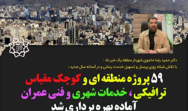 ۵۹ پروژه ی منطقه ای و محلی در شمال تهران آماده بهره برداری شد