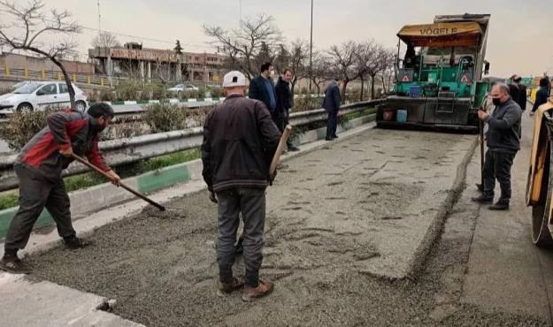 بهسازی آسفالت بزرگراه شهید یاسینی با روش بتن غلطکی