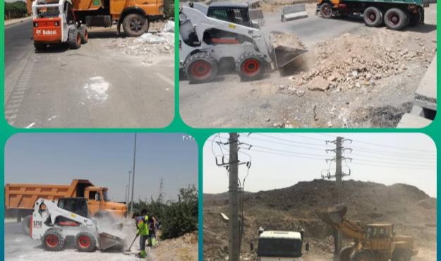 جمع آوری بیش از ۹۰۰ مترمکعب خاک و نخاله از بزرگراه امام رضا(ع) در منطقه ۱۵
