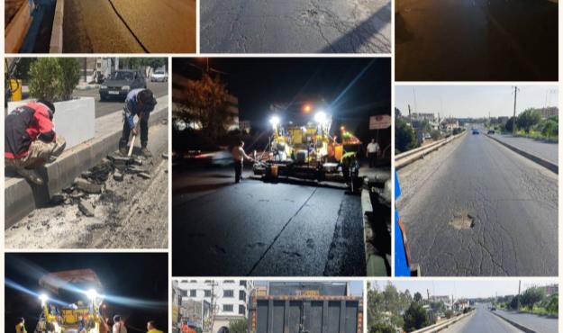 انجام عملیات تراش و روکش آسفالت در معابر بزرگراه متوسلیان، بلوار گلها و بلوار ایران خودرو